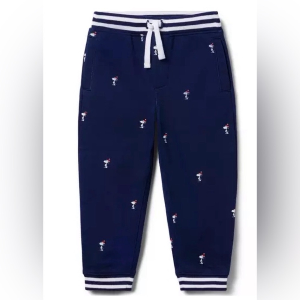 Janie and Jack Snoopy Santa Joggers with Striped Cuffs